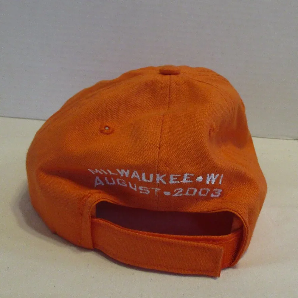 Harley Davidson Hat 2003 Back Orange Gray Outdoor Ride Picnic BBQ Summer Hat
